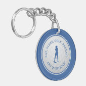 Golfbal Golfer Modern Monogram Blauw Sport Sleutelhanger (Voorkant Links)