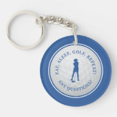 Golfbal Golfer Modern Monogram Blauw Sport Sleutelhanger (Voorkant)