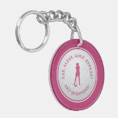Golfbal Golfer Modern Monogram Meisjesachtig Roze Sleutelhanger (Voorkant Links)