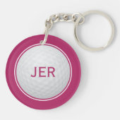 Golfbal Golfer Modern Monogram Meisjesachtig Roze Sleutelhanger (Achterkant)