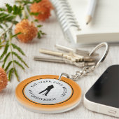 Golfbal Golfer Modern Monogram Oranje Zwart Sleutelhanger (Voorkant Rechts)
