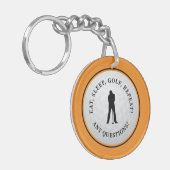 Golfbal Golfer Modern Monogram Oranje Zwart Sleutelhanger (Voorkant Links)