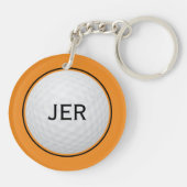 Golfbal Golfer Modern Monogram Oranje Zwart Sleutelhanger (Achterkant)