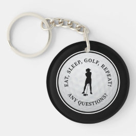 Golfbal Golfer Modern Monogram Schattig Zwart Spor Sleutelhanger