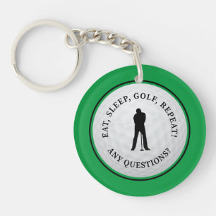 Golfbal Golfer Moderne Sporten Monogram Groen Scha Sleutelhanger