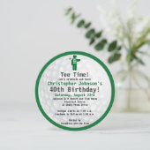 Golfbal Green Black Golf Verjaardag Uitnodiging (Staand voorkant)