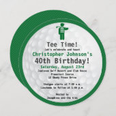Golfbal Green Black Golf Verjaardag Uitnodiging (Voorkant / Achterkant)