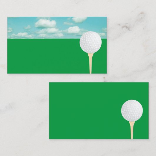 golfbal groen en blauw golfspel dubbelzijdig visitekaartje (Voorkant / Achterkant)