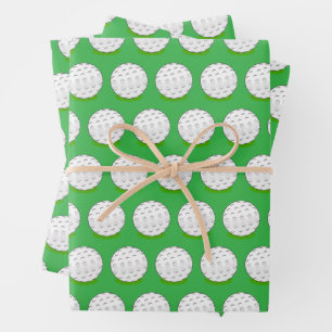 Golfbal Groen Wit Patroon Inpakpapier Vel