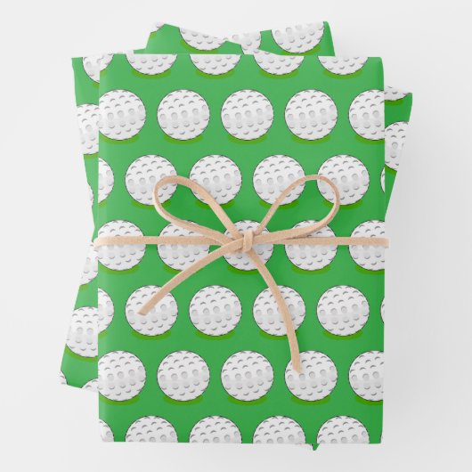 Golfbal Groen Wit Patroon Inpakpapier Vel (In situ)