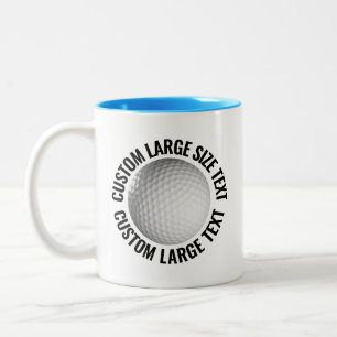 Golfbal & grote tekst LICHTBLAUW 325ml Custom Tweekleurige Koffiemok