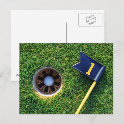 golfbal in een gat briefkaart (Voorkant / Achterkant)