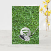 Golfbal In Gras 75e Verjaardagskaart Kaart (Gele Bloem)
