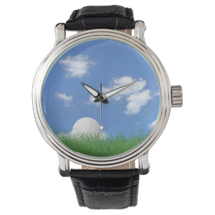Golfbal in gras horloge