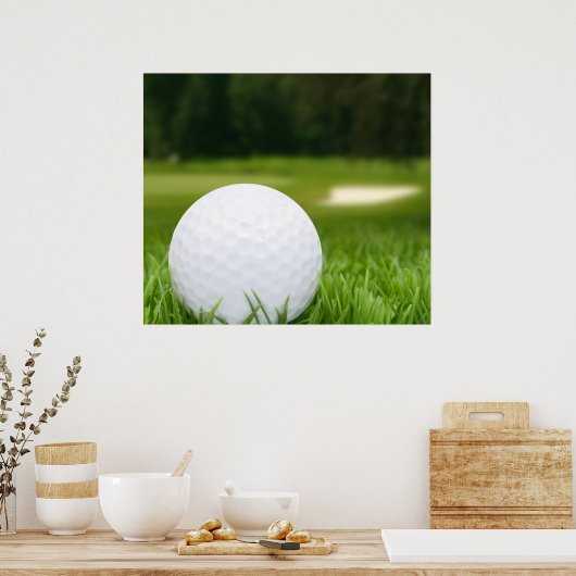 Golfbal in gras poster (Keuken)