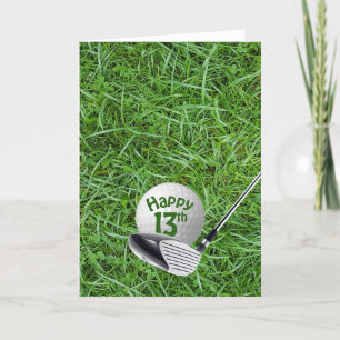 Golfbal in Grass 13th Birthday Card Kaart