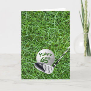 Golfbal in Grass 45th Birthday Card Kaart