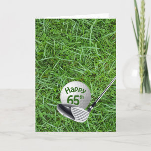 Golfbal in Grass 65th Birthday Card Kaart