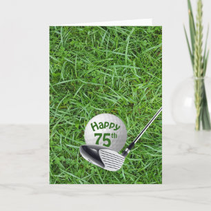 Golfbal in Grass 75th Birthday Card Kaart
