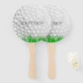 Golfbal in Grass Persoonlijk Handwaaier (Voorkant en achterkant)