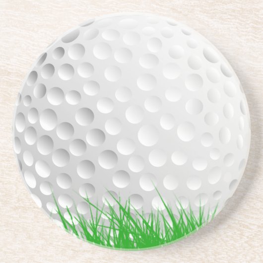 Golfbal in Grass Zandsteen Onderzetter (Voorkant)