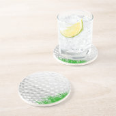 Golfbal in Grass Zandsteen Onderzetter (Zijkant)