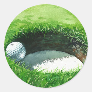 Golfbal in het gat voor gat in één partij ronde sticker