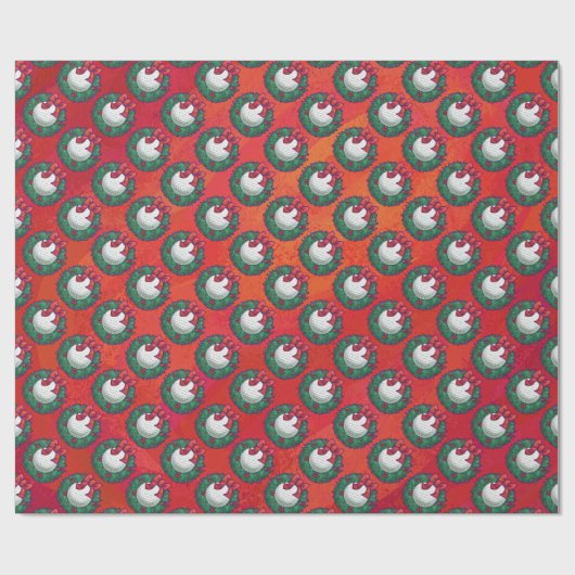 Golfbal in het grote patroon op rood cadeaupapier (Vlak)
