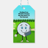 Golfbal in Mitella Grappige Schouderoperatie Beter Cadeaulabel (Voorkant)