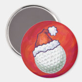 Golfbal in Santa Hat op rood Magneet (Voorkant / Achterkant)