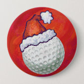 Golfbal in Santa Hat op rood Ronde Button 4,0 Cm (Voorkant)