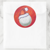 Golfbal in Santa Hat op rood Ronde Sticker (Tas)