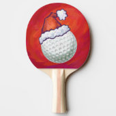 Golfbal in Santa Hat op rood Tafeltennisbatje (Achterkant)