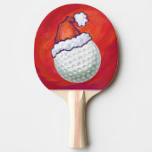Golfbal in Santa Hat op rood Tafeltennisbatje (Voorkant)