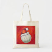 Golfbal in Santa Hat op rood Tote Bag (Voorkant)