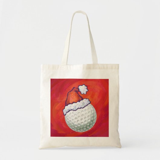 Golfbal in Santa Hat op rood Tote Bag (Voorkant)