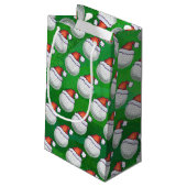 Golfbal in Santa Hat Patroon op Groen Klein Cadeauzakje (Achterkant Gekanteld)