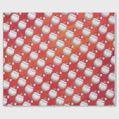 Golfbal in Santa Hat Pattern op Red Cadeaupapier (Vlak)