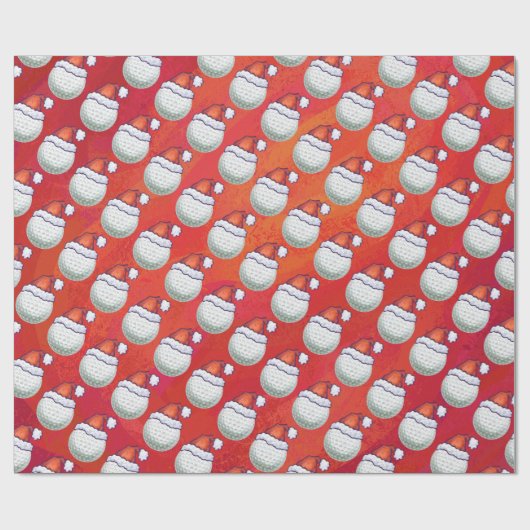 Golfbal in Santa Hat Pattern op Red Cadeaupapier (Vlak)