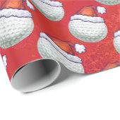 Golfbal in Santa Hat Pattern op Red Cadeaupapier (Rol Hoek)