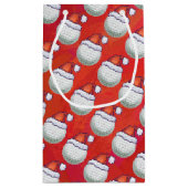 Golfbal in Santa Hat Pattern op Red Klein Cadeauzakje (Achterkant)