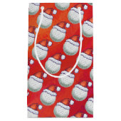 Golfbal in Santa Hat Pattern op Red Klein Cadeauzakje (Voorkant)