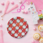Golfbal in Santa Hat Pattern op Red Papieren Bordje (Feest)