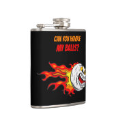 Golfbal in vlammen, zwart heupfles (Rechts)