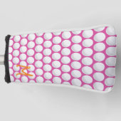 Golfbal Initiaal Roze Wit Sinaasappel Sport Preppy Golfheadcover (Voorkant)
