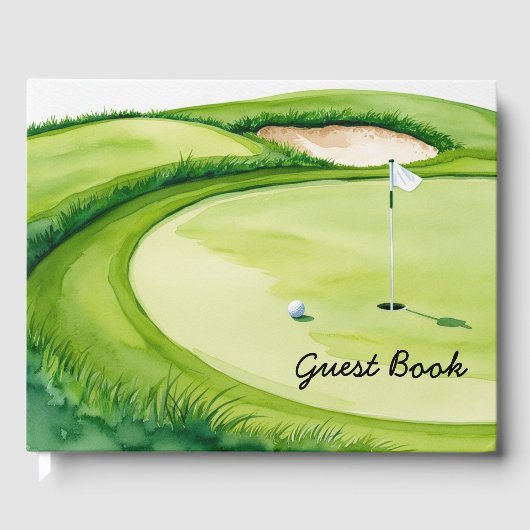 Golfbal is op putting green  gastenboek (Voorkant)