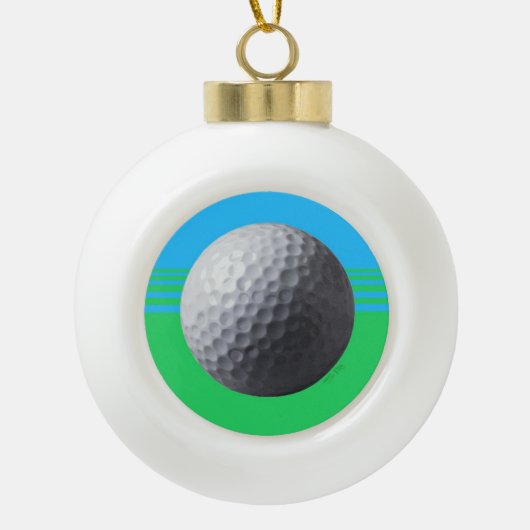 Golfbal kerstbal keramische bal ornament (Voorkant)