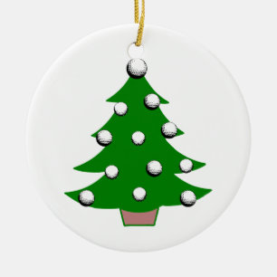 Golfbal kerstboom keramisch ornament