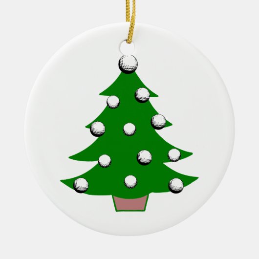 Golfbal kerstboom keramisch ornament (Voorkant)