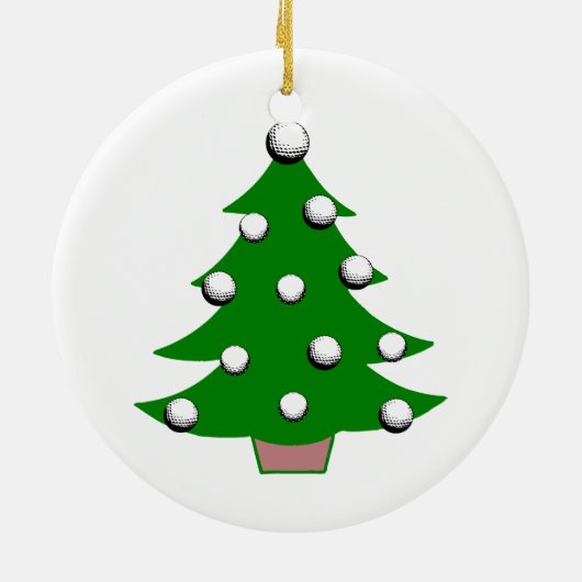 Golfbal kerstboom keramisch ornament (Achterkant)